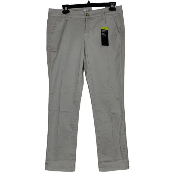 Ana NWT Girlfriend Chino Mid-Rise Slim Leg 4 Working Pockets Oxide Grey Size 8 - Picture 1 of 13